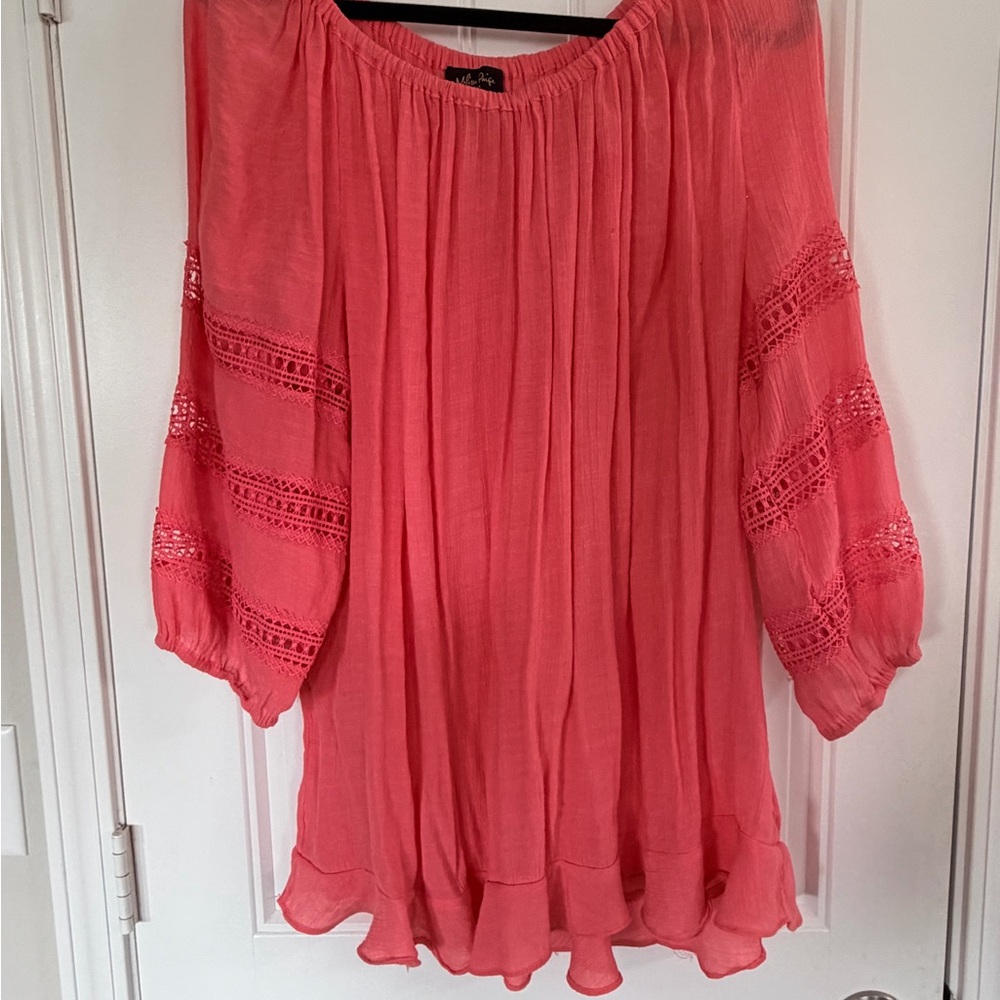 Melissa Paige Coral Peasant Blouse